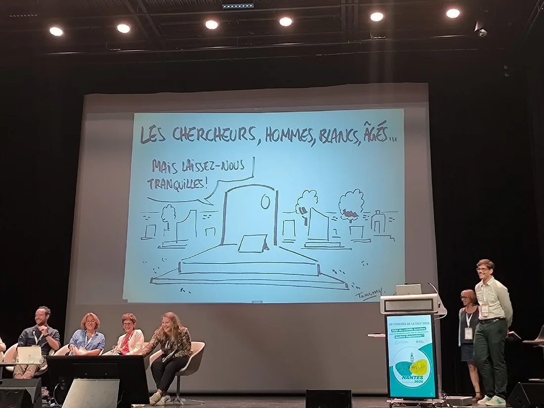 Dessin humoristique de Tommy : « Les chercheurs, hommes, blancs, âgés... Mais laissez-nous tranquilles ! »