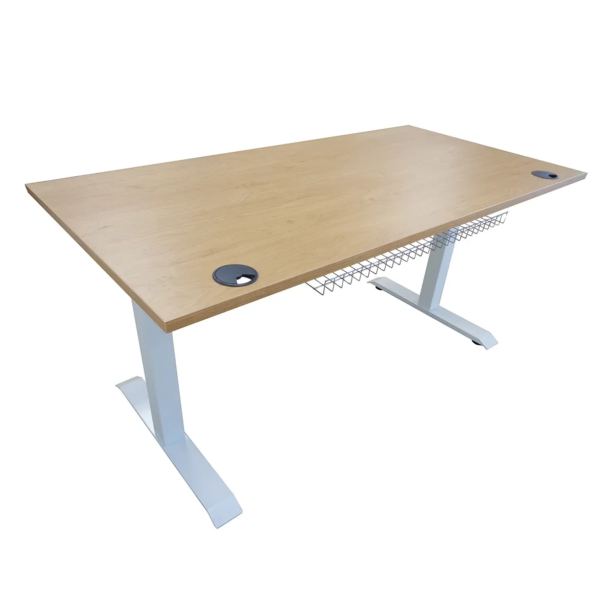 Bureau assis-debout AZERGO Echo, plateau bois et structure blanche
